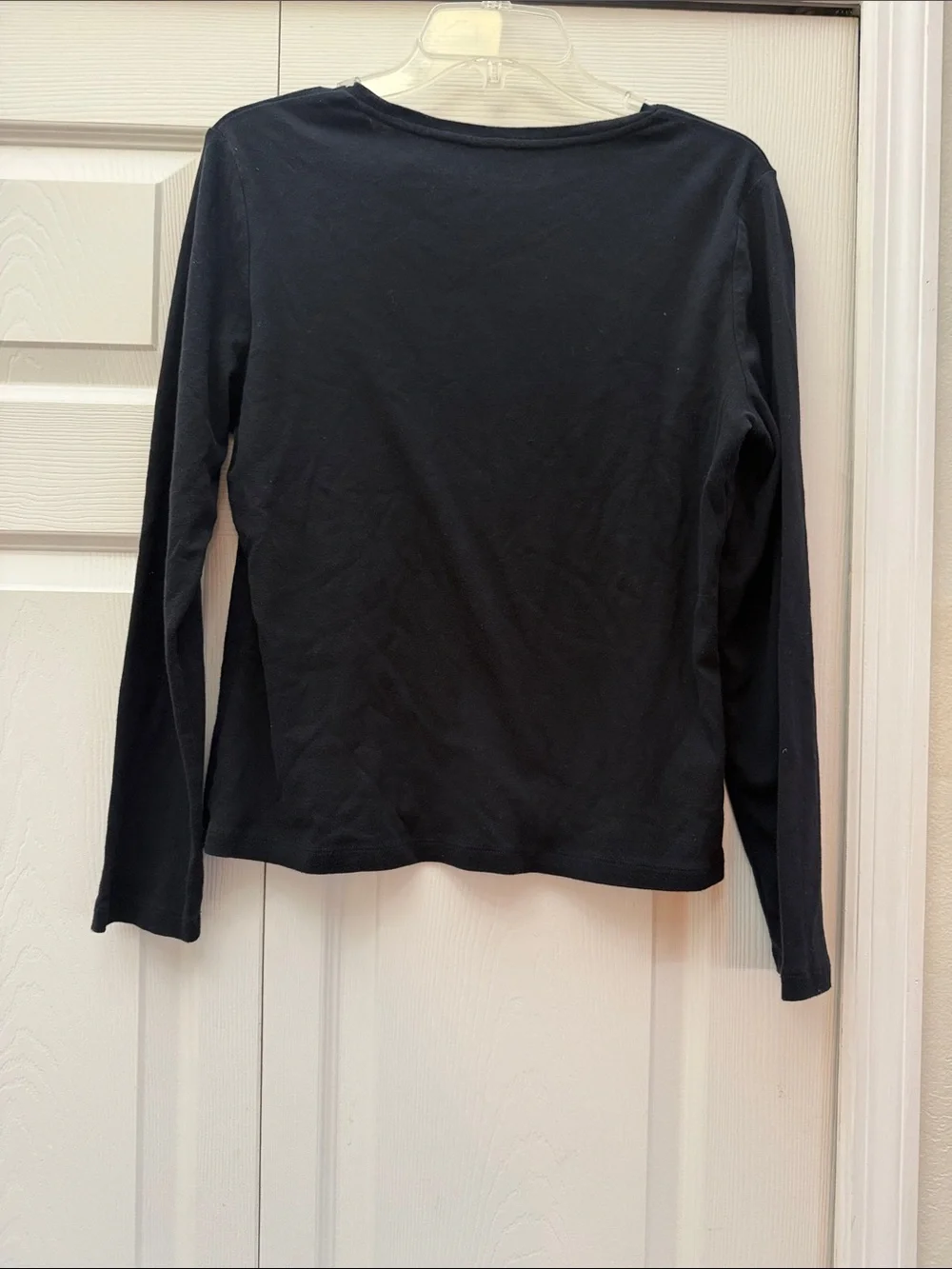 Talbots Black Long-Sleeve Tee with Silver Snowflake